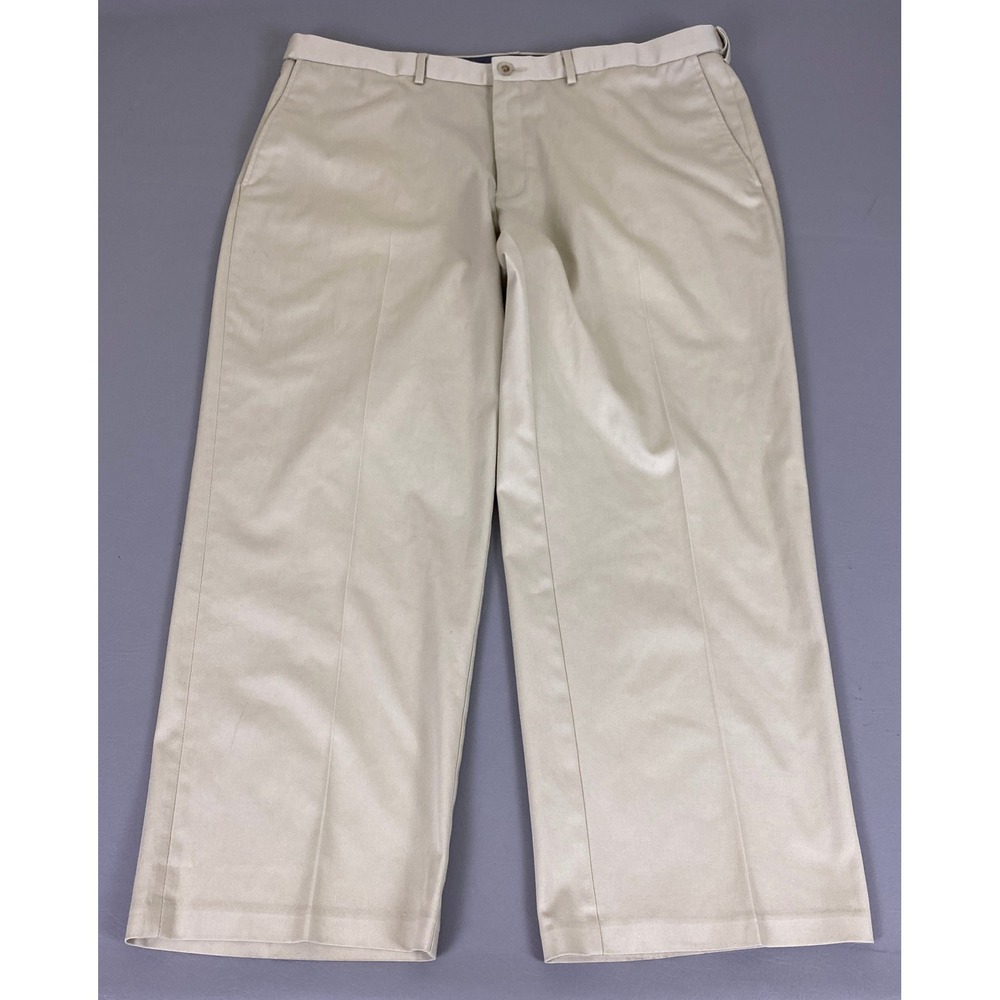 Haggar Pants Men's 42x29 Tan Flat Front Beige Classic Fit Premium No Iron Khaki*